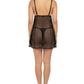 Black sheer nightgown worn by a model on a white background