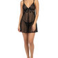 Woman wearing a black lace nightgown on a white background