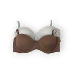 Brown and white bras on a white background