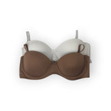 Brown and white bras on a white background