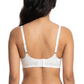 Woman wearing a white bra on a white background