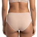 Beige lingerie set on a white background