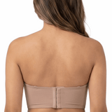 Beige longline bra on a white background